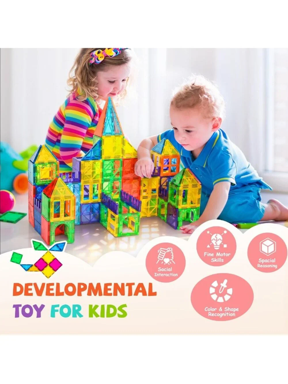 120Pcs Magnetic Building Blocks Set - 3D Construction Toys for Kids Ages 3-8